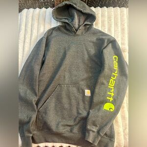 Carhartt Charcoal Hoodie with Lime Details Size Small